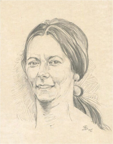 Terry Shelbourne (1930-2020) - 1975 Dessin Graphite, Portrait Femme - Photo 1/2