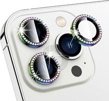 For iPhone 16 Pro Max 15 Tempered Glass Camera Len Protector Bling Diamond Case
