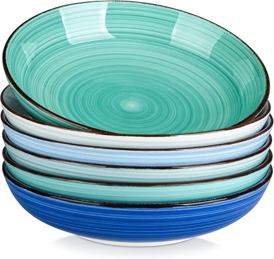 Elegant 50oz Ceramic Bowls Set for Pasta and Salad - Dishwasher Safe