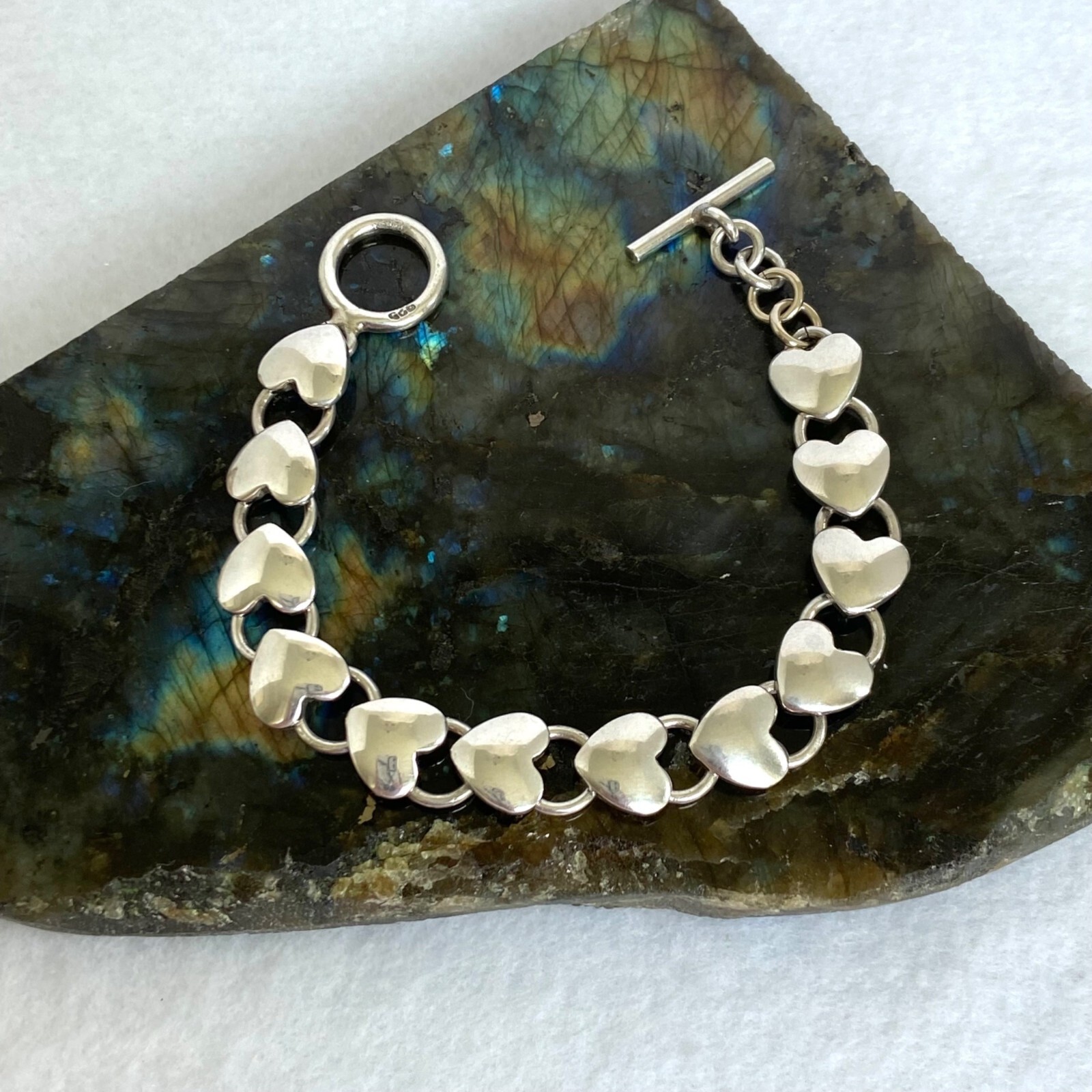 Solid Sterling Silver 925 Stacking Heart Link Tog… - image 2