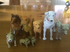 small plastic dog figures