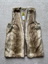 Gianni Bini Faux Fur Ariana Vest Beige Natural Shaggy Fur Women’s Size Xs New