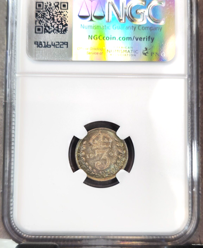 1901 GREAT BRITAIN 3 PENCE QUEEN VICTORIA MAUNDY NGC MS 66 SCARCE BEAUTIFUL COIN - Picture 2 of 3