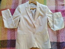  Ladies Stradivarius Beige  Jacket With Two Front  Buttons Size L  Great Condit.