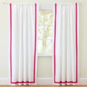 Pottery Barn Pb Teen Suite White Curtain Panel Pink Ribbon 94