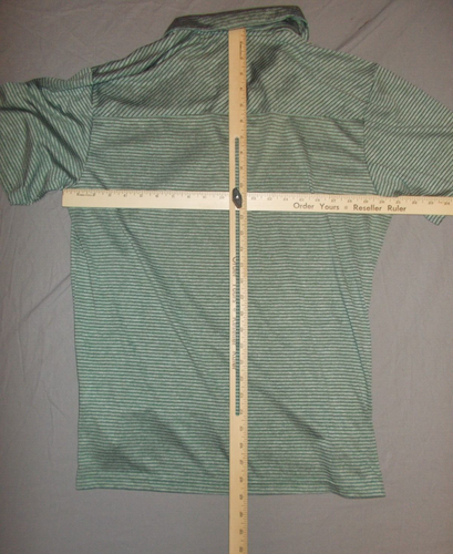 Adidas Golf Polo Shirt Adult Large Green Stripe Short Sleeve Athletic Mens - Picture 8 of 10