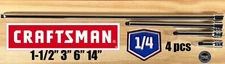 Craftsman 1/4" Drive Socket Extension Bar Set Includes 14" 6" 3" 1-1/2"