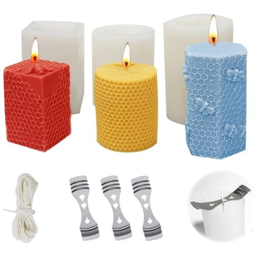 3 Pcs Device Kit Making Silicone Honeycomb Candle Molds Bee - Picture 1 of 5
