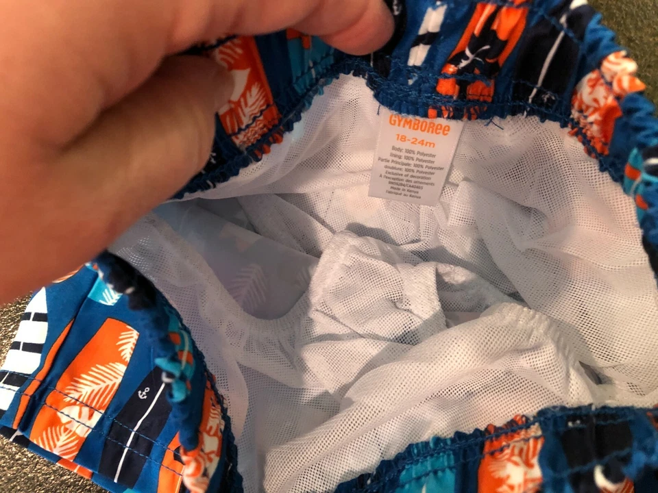 NEW Gymboree Boys 18-24 Months Turquoise & Orange Swim Suit Shorts Bathing Suit  - Image 4 of 4