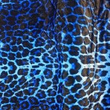 FS005_8 Blue Leopard Animal Print Dress Jersey Stretch Scuba Velvet Fabric
