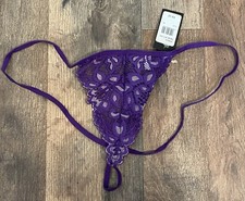 NWT FREDERICK'S OF HOLLYWOOD PURPLE FLORAL LACE G STRING PANTIES XL