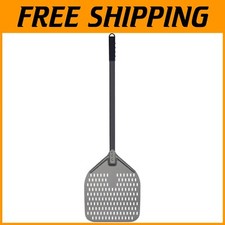 47" Perforated Aluminum Pizza Peel with Long Silicone Handle for Stylish Baking
