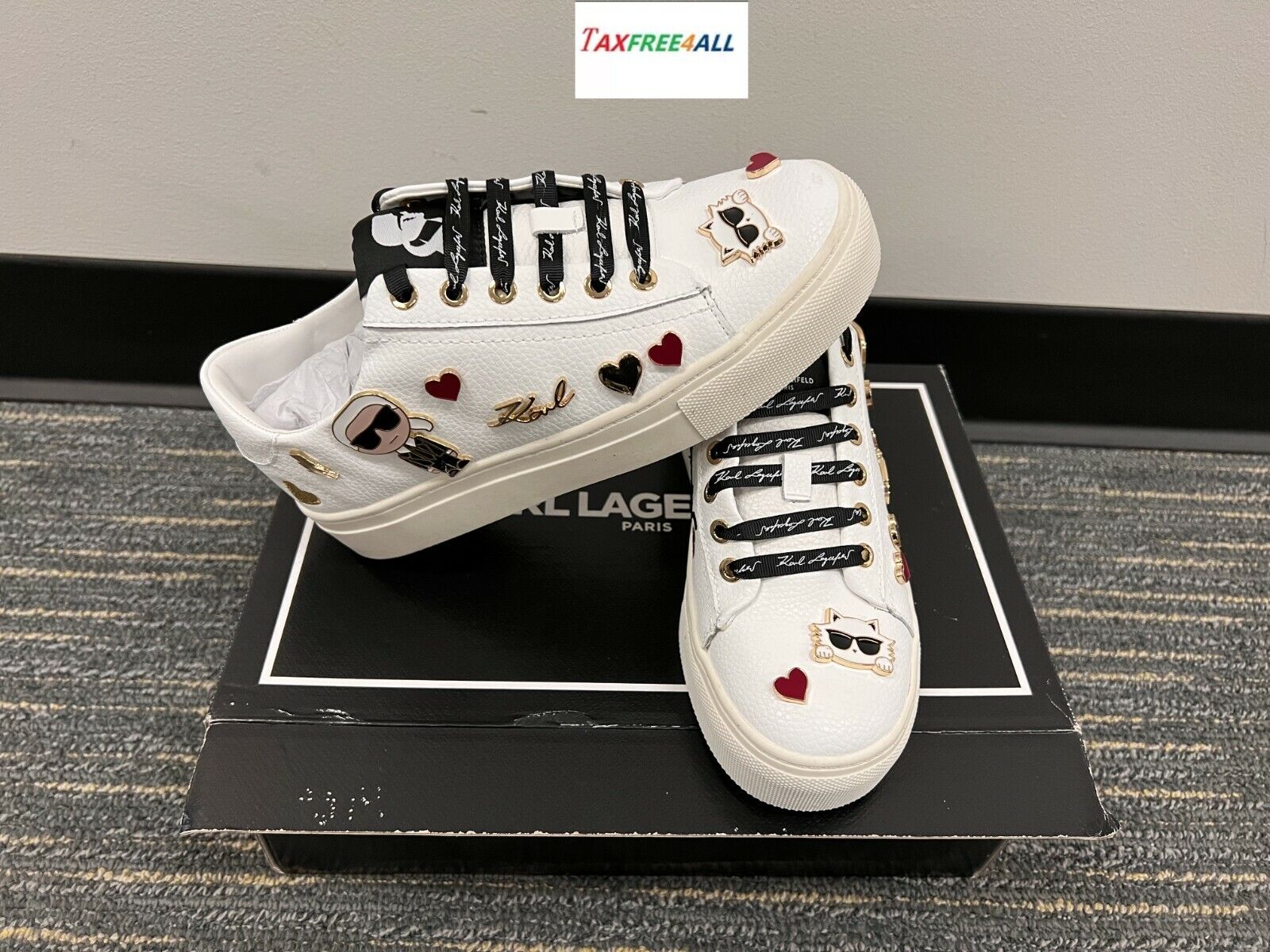 Uitsluiting gangpad Waardig Damaged Box! Karl Lagerfeld Paris Women's Cate Pins Sneaker -White Size  5.5M | eBay