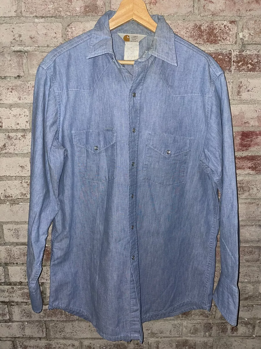 Carhartt pearl snap denim shirt clearance