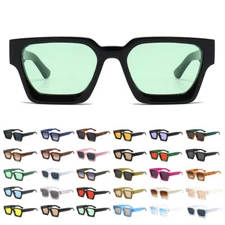 Thick Frame Square Sunglasses for Women Men Chunky Rectangle Sun Glasses Shades