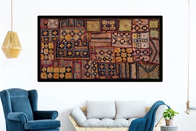 Antique Decorative Wall Hanging Kali Zari Tapestry Tassel Boho Twin Handcrafted