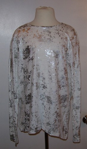Girls Heart2U by M.E.N.U. White Silver Splotch Long Sleeve Shirt Sz XL