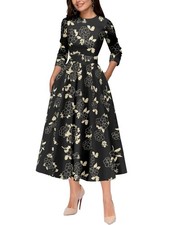 Simple Flavor Women's Vintage 1950s Cocktail Midi Dress | Sleeveless, Cotton,...