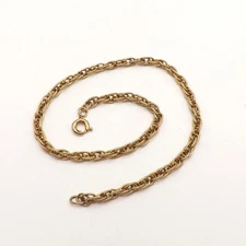 Gold Tone Open Rope Link Ankle Bracelet Anklet Grow With Me 11in Or Smaller