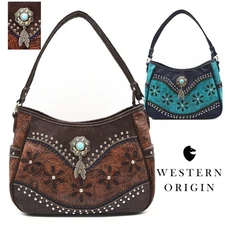Western Style Tooled Leather Carry Purse Women Country Shoulder Crossbody Bag