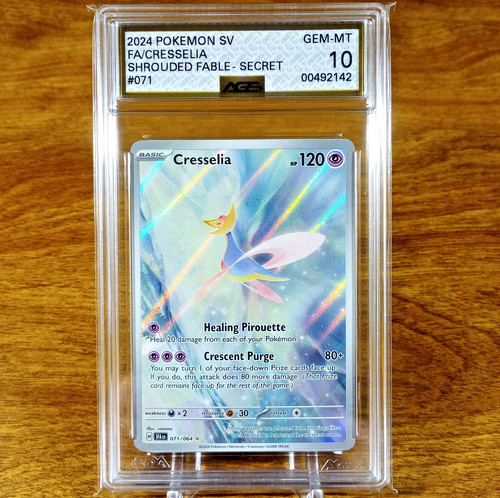 Pokemon Shrouded Fable Cresselia 071/064 AGS Gem-MT 10 Holo Secret Rare 2024