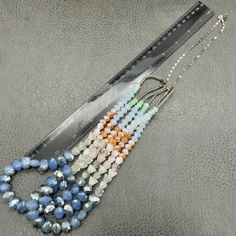 LOFT Mujer Collar Distintivo Multi Hilo Cuentas Facetadas Azul Pastel Tono Plateado Foto 3 de 4