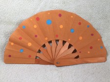 Flamenco Fan for child, made of wood, fabric, stainless steel pin, and painted.