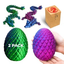2 Pack 12 inch 3D Printed Mystery Dragon Egg, Extra Large 12 inches, Purple