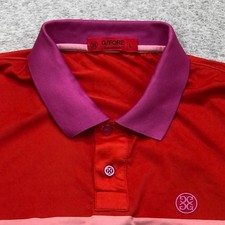 G/Fore Polo Shirt Men's Large Red Stripe Golf Performance Stretch Lightweight