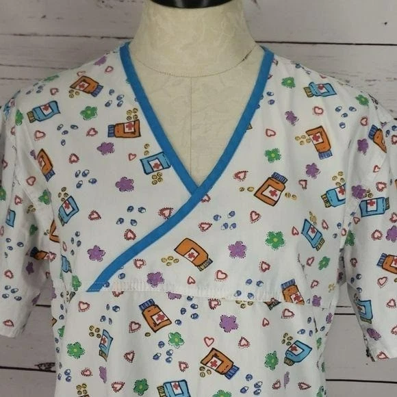 Blusa esfoliante médica feminina Beverly Hills decote em V pequena - Imagem 4 de 4