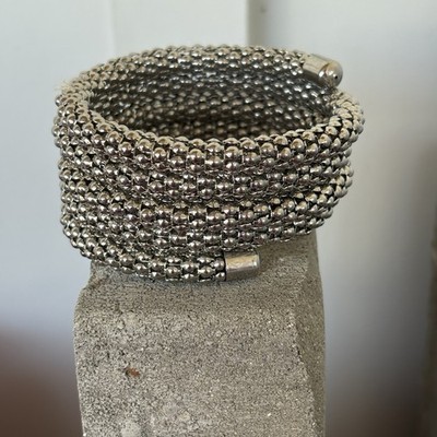 Bracelet Arm Cuff Silver Toned Wrap Around Vintage