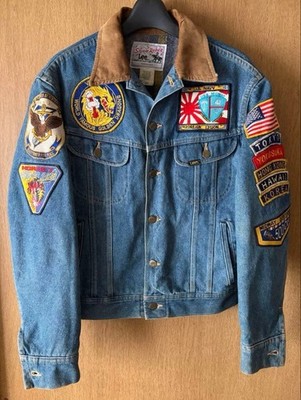Lee Storm Rider Denim Jacket 38R Vintage with Patches, USA-made