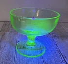 Vintage Uranium Glass Green Compote Sherbet Cup Depression Glass Dessert Dish