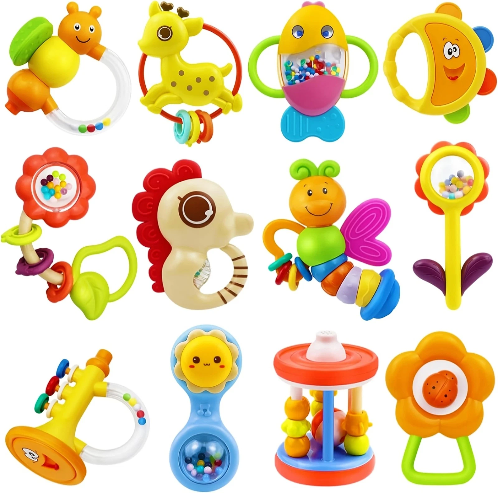 12pcs Baby Rattles for Babies 0-6 Months Teething Toys 3-6 Months, Newborn In...
