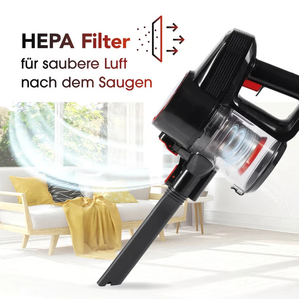CLEANmaxx Akku Boden Staubsauger kabellos Zyklon Hand Sauger beutellos HEPA - Bild 3 von 4