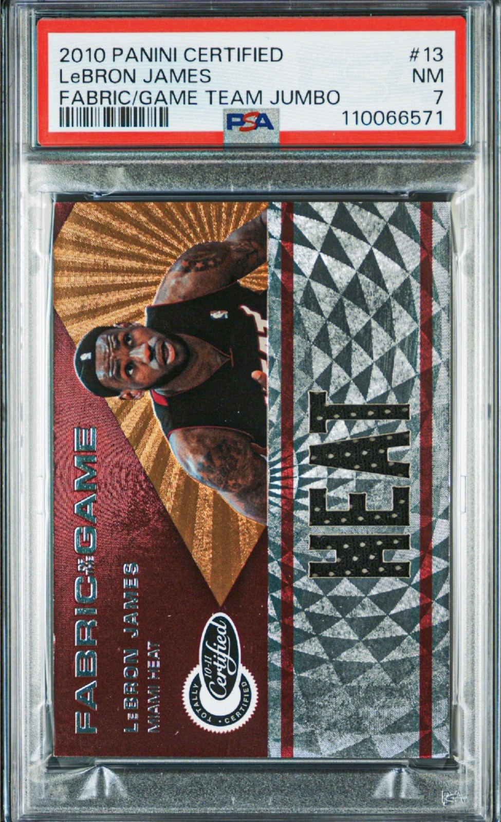 PANINI LEBRON JAMES FABRIC TEAM JUMBO GAME WORN PATCH JERSEY RELIC GRADED PSA!!!