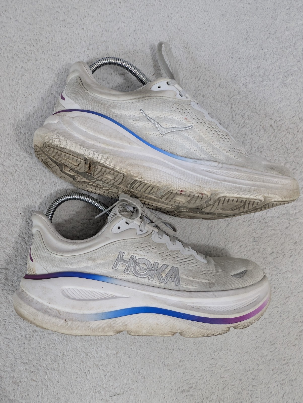 Hoka One One Bondi 9 Womens Size 8.5 Gray White Athletic Running Shoes Sneakers thumbnail 3