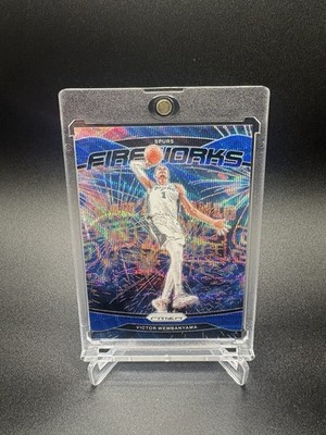 2024-25 Panini Prizm - Fireworks Victor Wembanyama #2 Blue Wave Prizm /175
