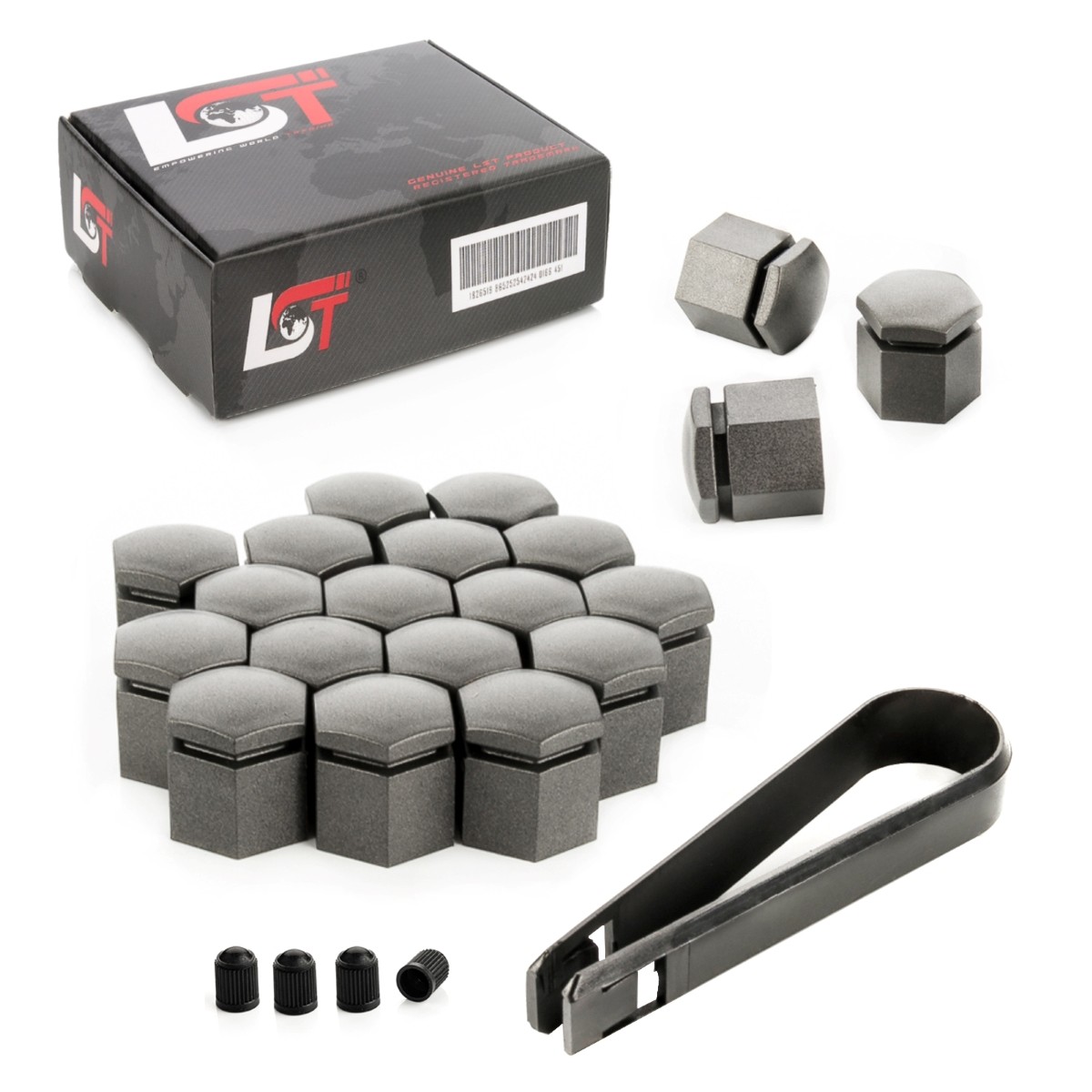 20X Wheel Nut Cover Hex Caps 17 Mm Gray For JEEP