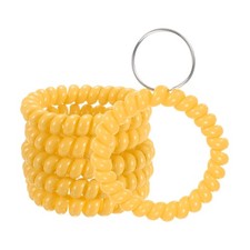 6-Pack Wrist Coil Keychain, 2" Plastic with Steel Key Ring Light Yellow