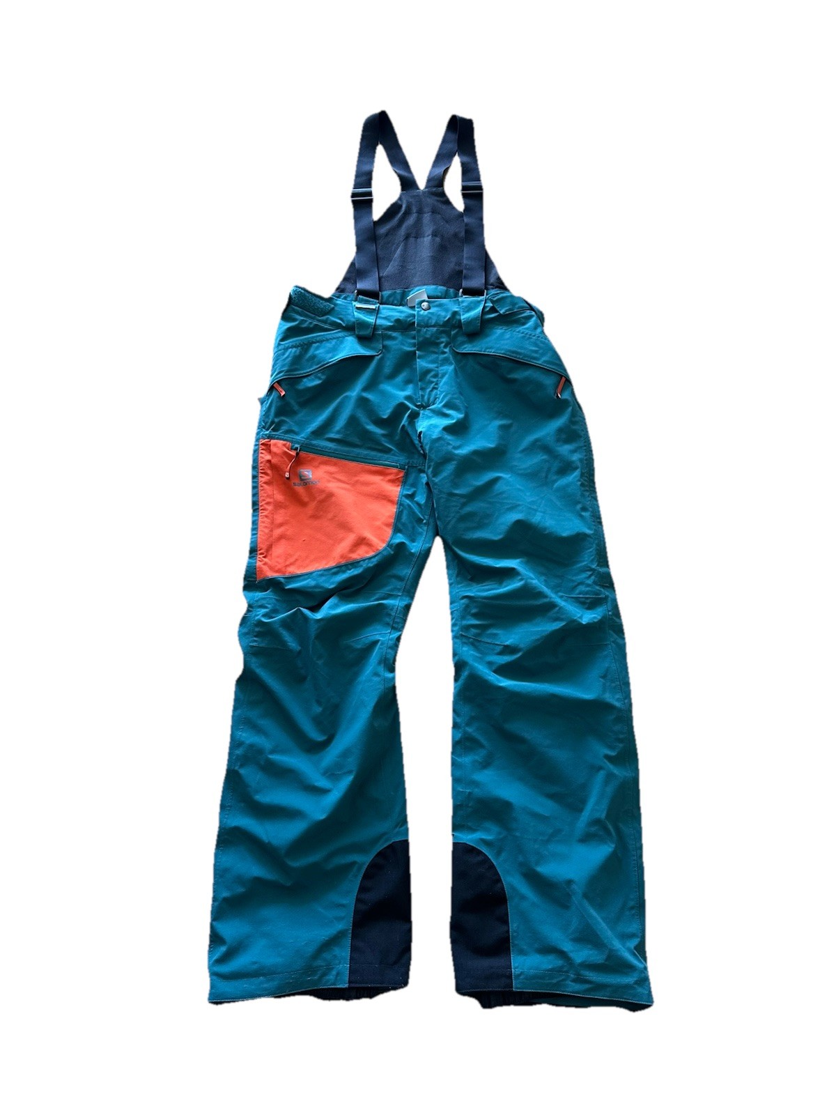 Pantaloni bavaglino sci Salomon Advanced Skin Dry 20k 20K blu acqua arancione taglia large RARI