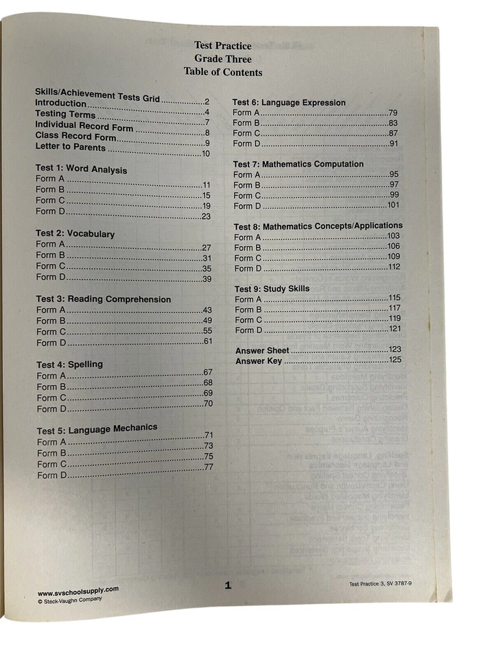 Test Practice Grade 3~Steck-Vaughn~1999 PB~Standardized Testing Wkbk    T5 10 - Image 3 of 4