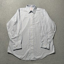 Brooks Brothers Shirt Mens 16 34 Blue Cotton Madison Fit Non-Iron Stretch Adult