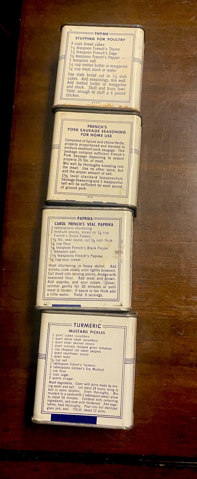 Vintage Lot Of 10 French’s Herb And Spice Tins / Boxes - Some Full