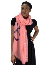 Nautical Anchor and Dainty Heart Print Light weight Summer Scarf Coral
