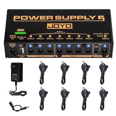 Guitar Pedal Power Supply Rechargeable 8 Isolated Outputs DC 9V 12V JOYO JP-05