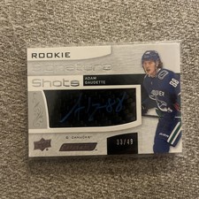 2018-19 Upper Deck Engrained - Rookie Signature Shots Adam Gaudette #RSS-AG /249