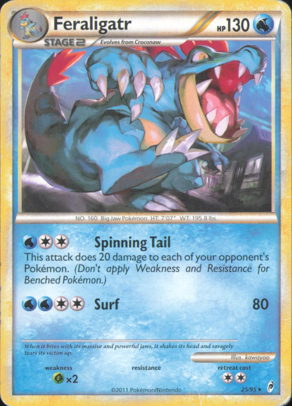 Feraligatr 25/95 Rare Call of Legends Pokemon Damaged
