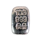 Atlantis Mint 10 Gram 999 Fine Silver Bar Skull Cross Bone Hand Pour Loaf Ten G