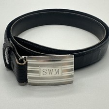 Vintage Tiffany Co Sterling monogram SWM buckle Lizard Belt 34 Inch.